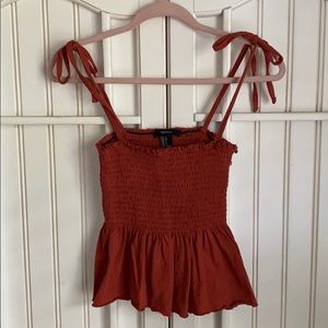 Smocked Shoulder Tie Tank Top